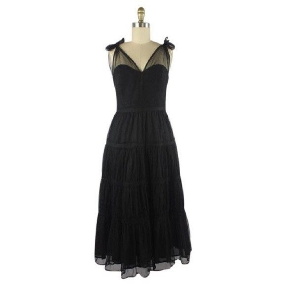 Anthropologie ODILLE Opera Black Dress Size 14